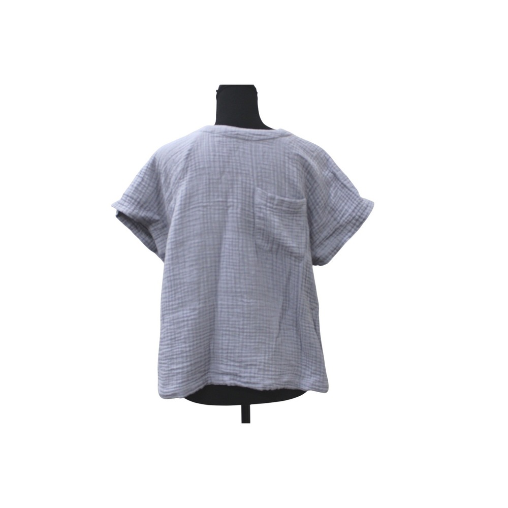 Madewell Button Front Top Womens Medium Blue Excellent Cotton Gauze Short Sleeve
